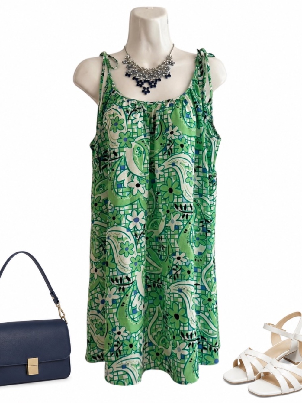 ASOS Design Green Paisley Floral Mini Dress Size 8 NWT